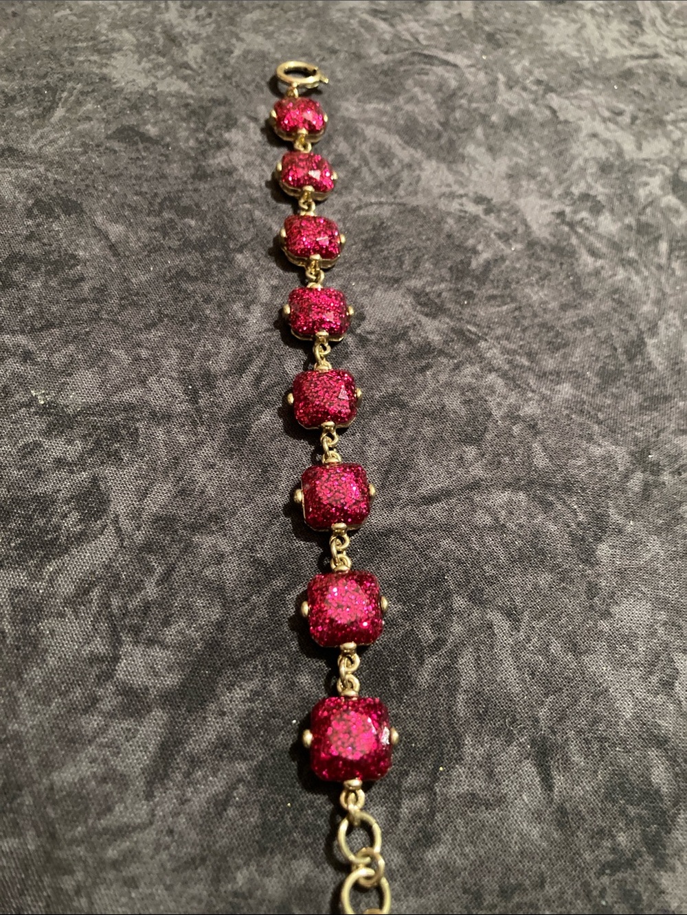 Gorgeous Gold-Tone Pink Glitter Link Bracelet